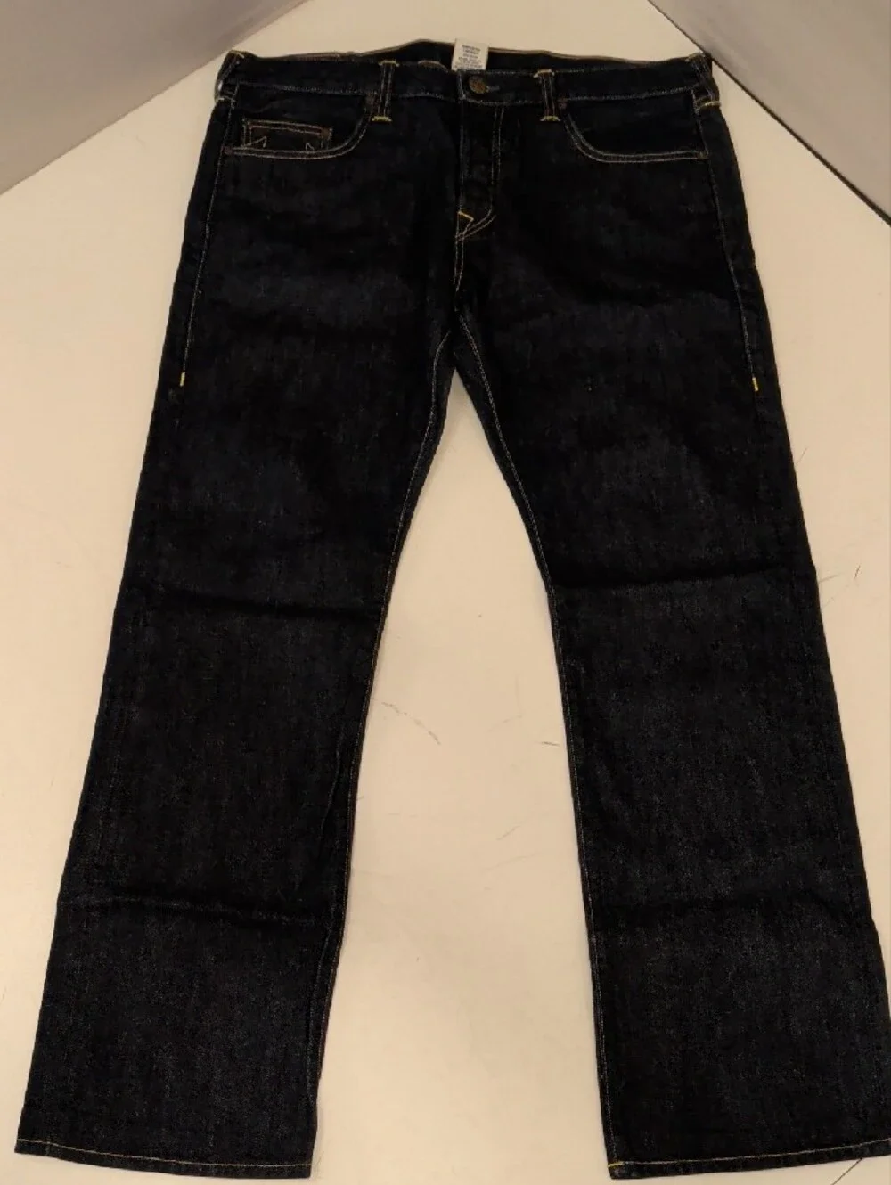 True Religion Bobby Dark Blue Denim Straight Jeans 38W34L Button Fly USA Made
